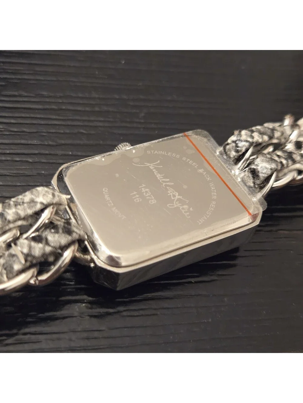 Kendall Kylie Silver Tone Rectangular Rhinestone Watch Womens Chain New In Box